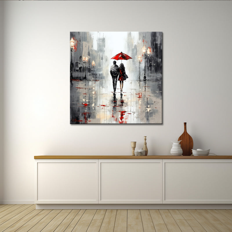 Verliebtes Paar mit Regenschirm