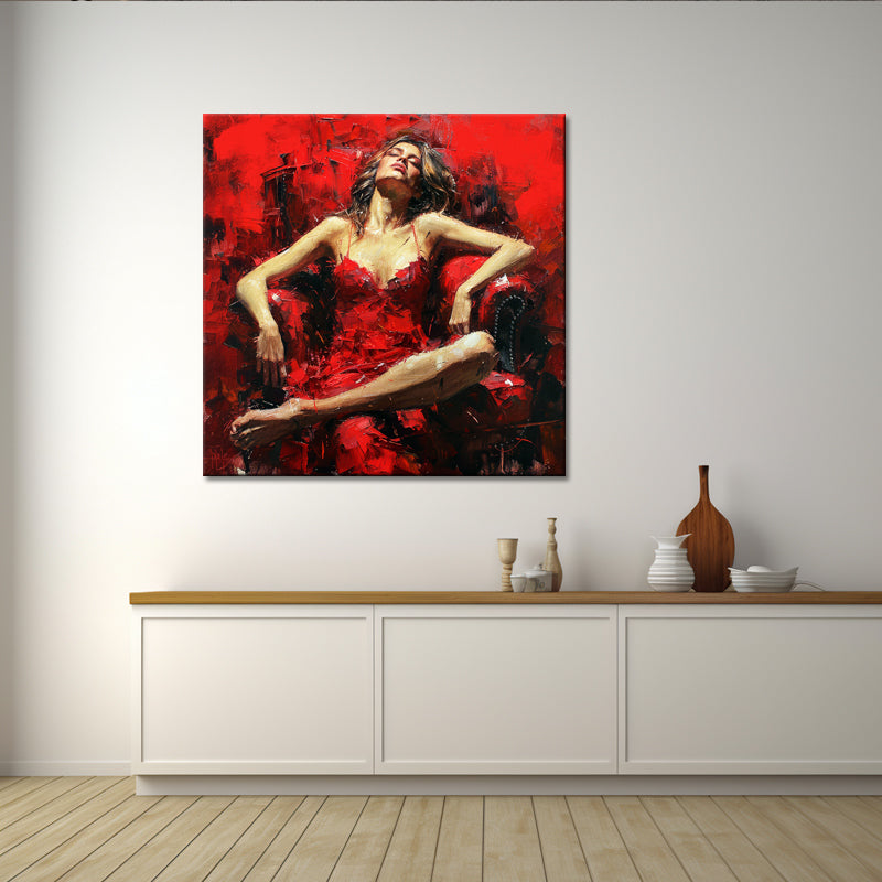 Frau in Rot Gemälde