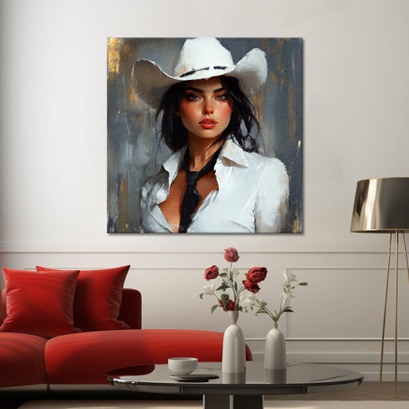Frau mit Cowboyhut