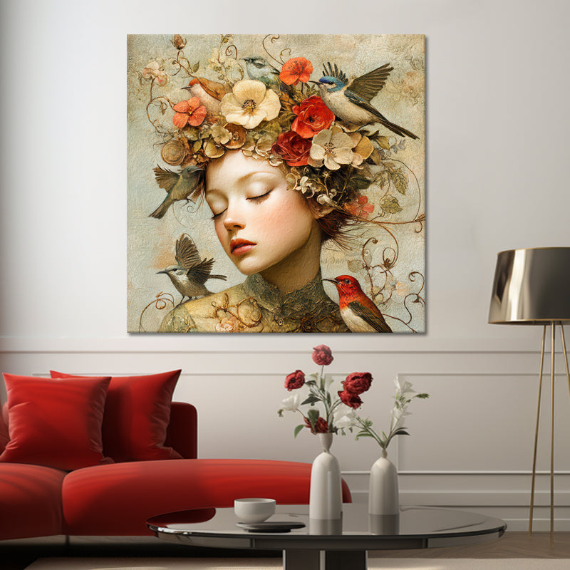 Frau mit Vintage-Blumen II