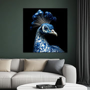 Pfau in Delfter Blau