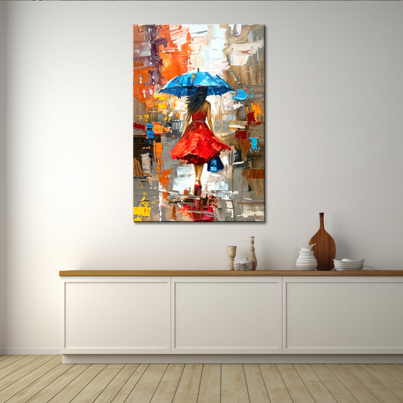 Gemälde Frau mit Regenschirm