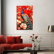 Pfau in Rot
