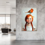 Mädchen mit Vogel Gemälde