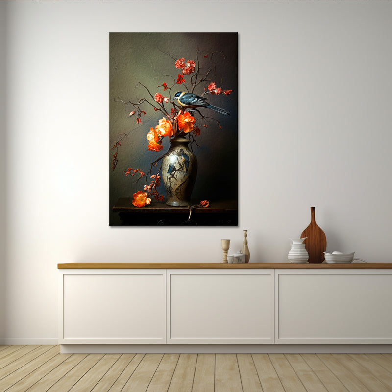 Vase mit Blumen im Antiquitätenstil