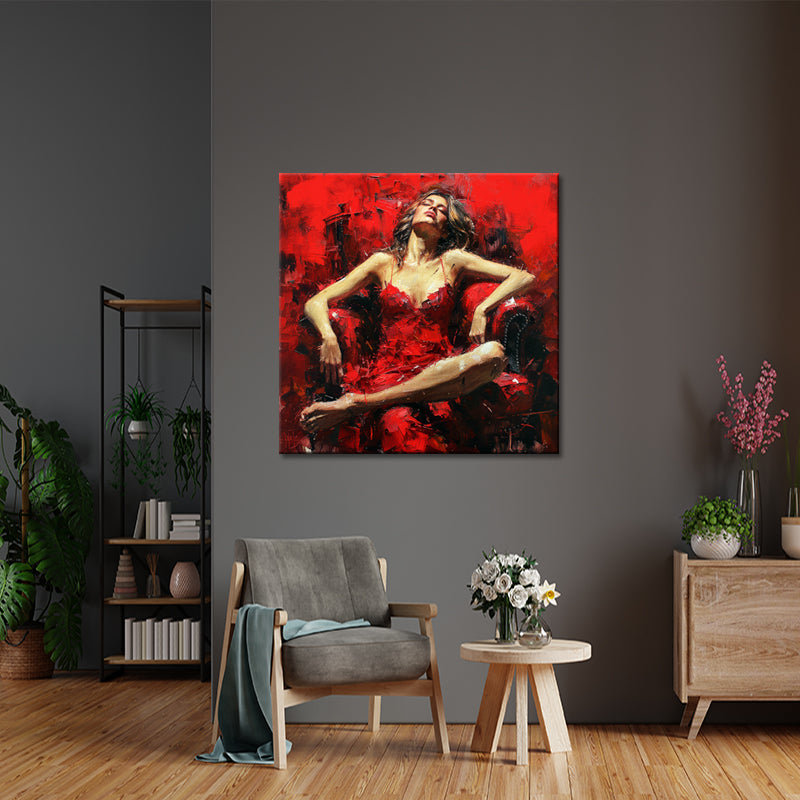 Frau in Rot Gemälde