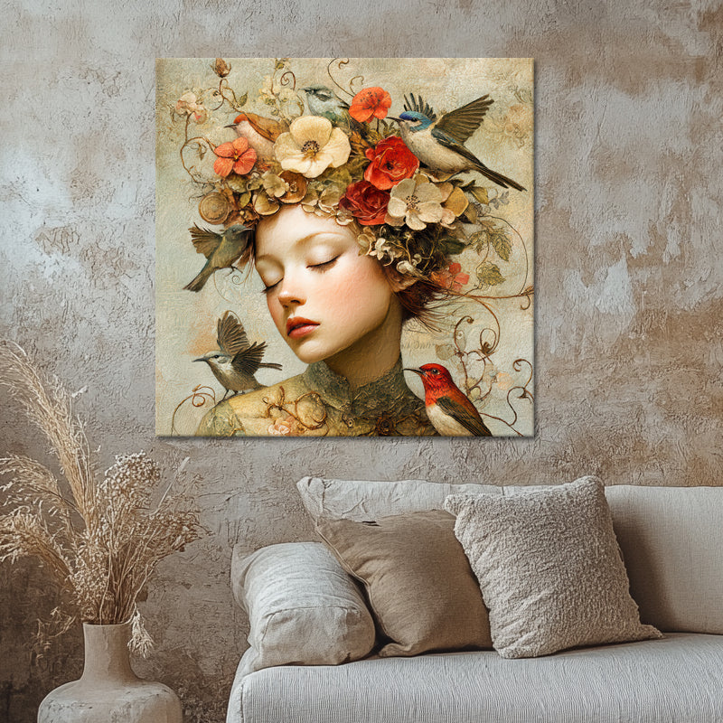Frau mit Vintage-Blumen II