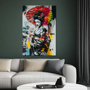 Graffiti asiatische Frau im Kimono