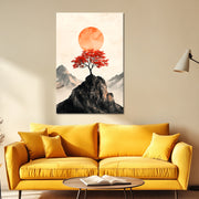 Ein Baum mit rotem Laub