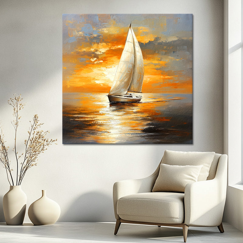 Segelboot bei Sonnenuntergang