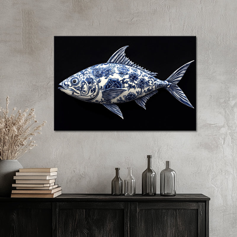 Fisch im Delfter-Blau-Stil