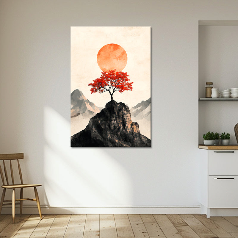 Ein Baum mit rotem Laub