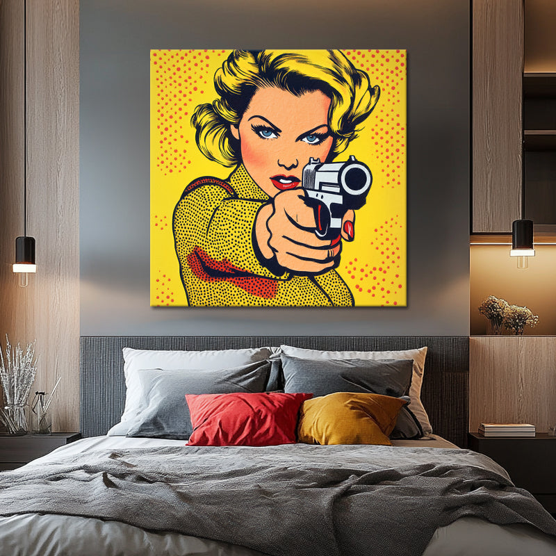 Pop-Art-Frau mit Pistole