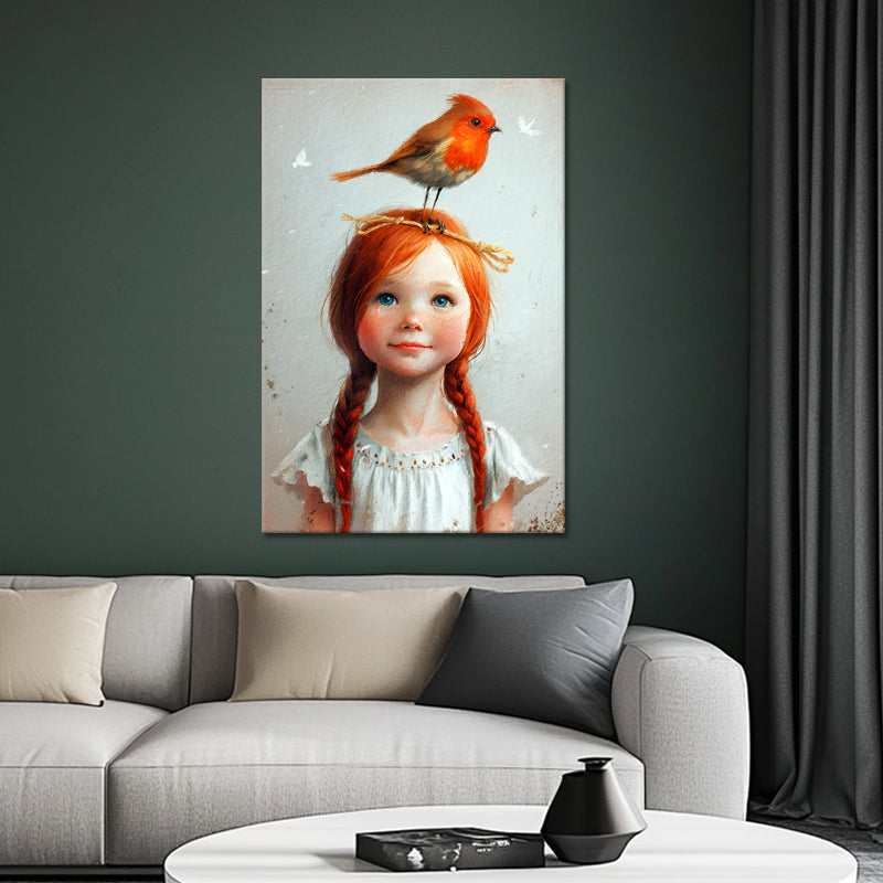 Mädchen mit Vogel Gemälde