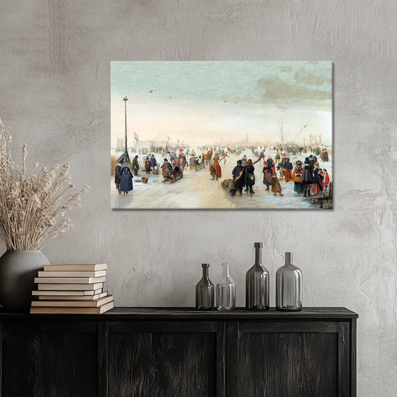 Eisvergnügen bei einer Stadt - Hendrick Avercamp