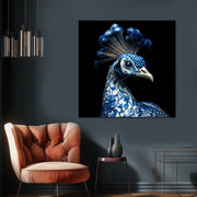 Pfau in Delfter Blau