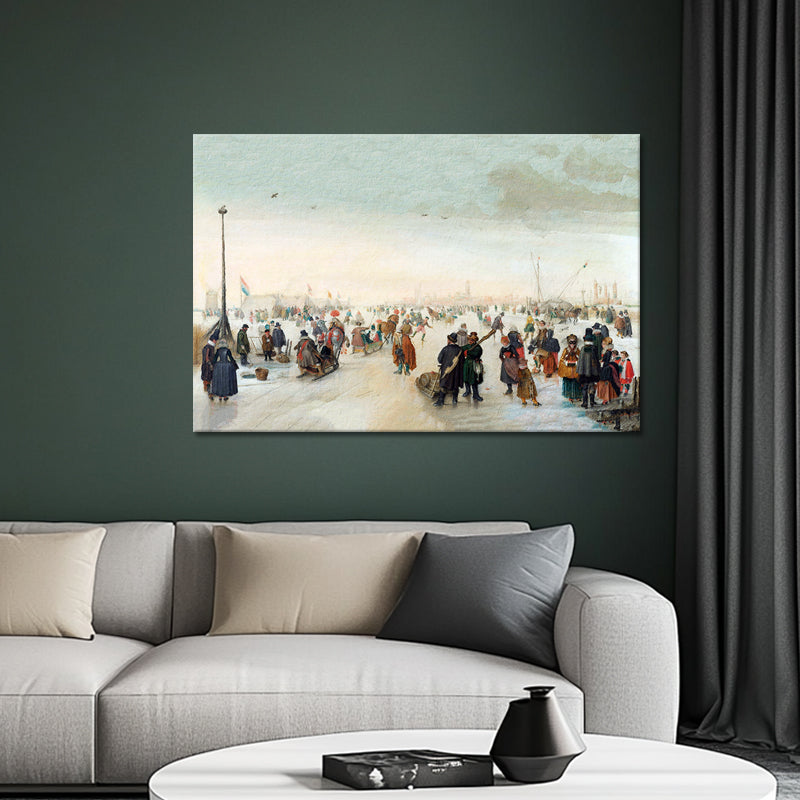 Eisvergnügen bei einer Stadt - Hendrick Avercamp