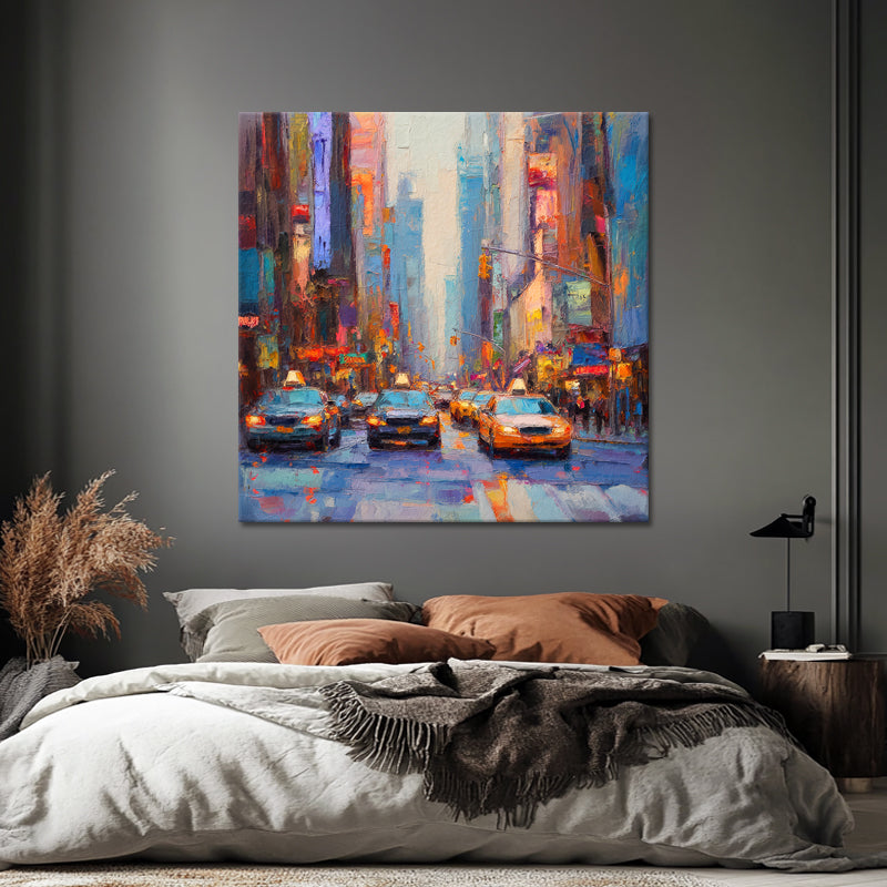 Stadtlandschaft mit gelbem Taxi