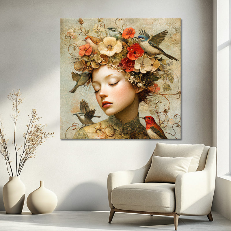 Frau mit Vintage-Blumen II