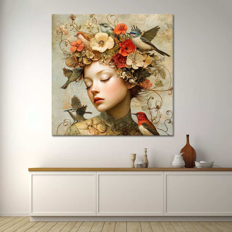 Frau mit Vintage-Blumen II