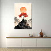 Ein Baum mit rotem Laub