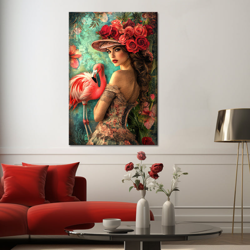 Schöne Frau mit Flamingo III