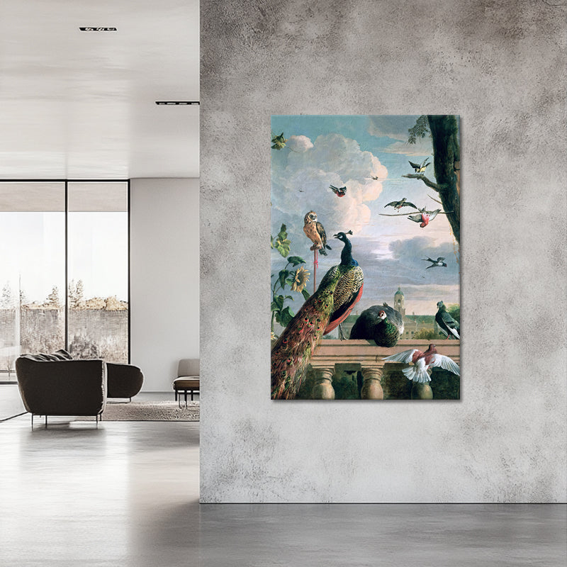Amsterdamer Palast mit exotischen Vögeln - Melchior d’Hondecoeter