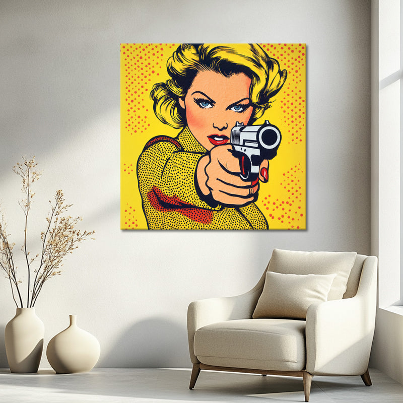 Pop-Art-Frau mit Pistole