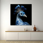 Pfau in Delfter Blau