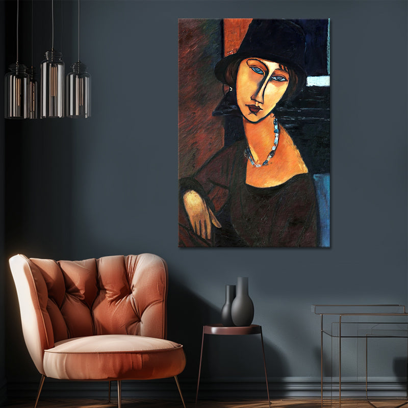 Jeanne Hébuterne mit Hut und Kette - Amedeo Modigliani