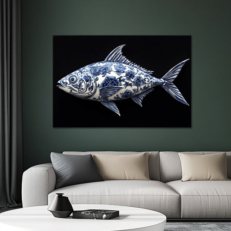Fisch im Delfter-Blau-Stil