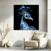 Pfau in Delfter Blau