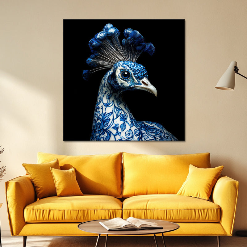 Pfau in Delfter Blau