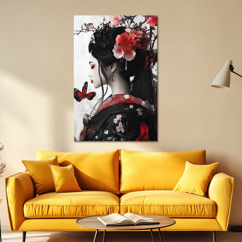 Japanische Frau mit Blumen