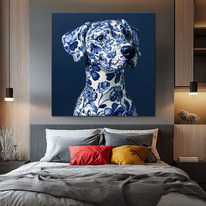 Hund in Delfter Blau