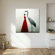 Frau mit Kranich-Kunst