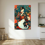 Frau mit Katze Kunst