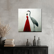 Frau mit Kranich-Kunst