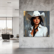Frau mit Cowboyhut