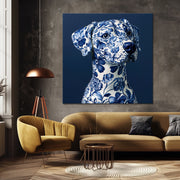 Hund in Delfter Blau