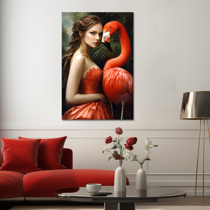 Frau mit Flamingo