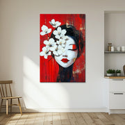 Japanische Geisha mit Blumen