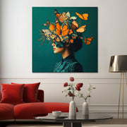 Frau mit Schmetterlingen Kunst