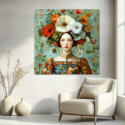 Frau mit Vintage-Blumen