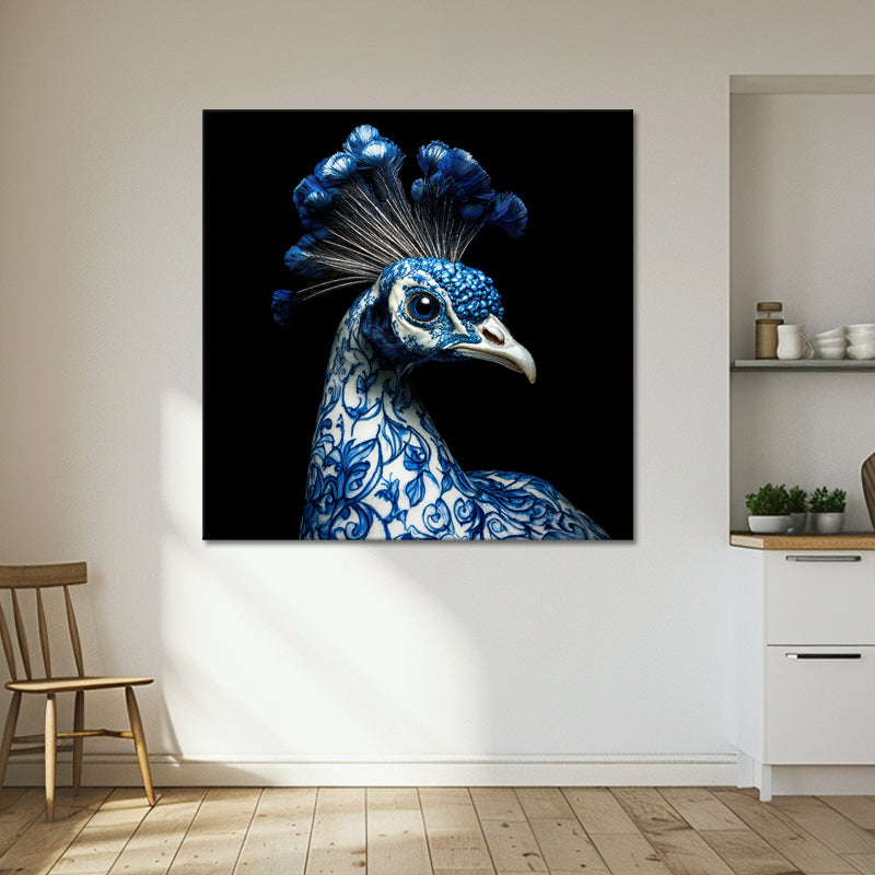 Pfau in Delfter Blau