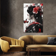 Japanische Frau mit Blumen