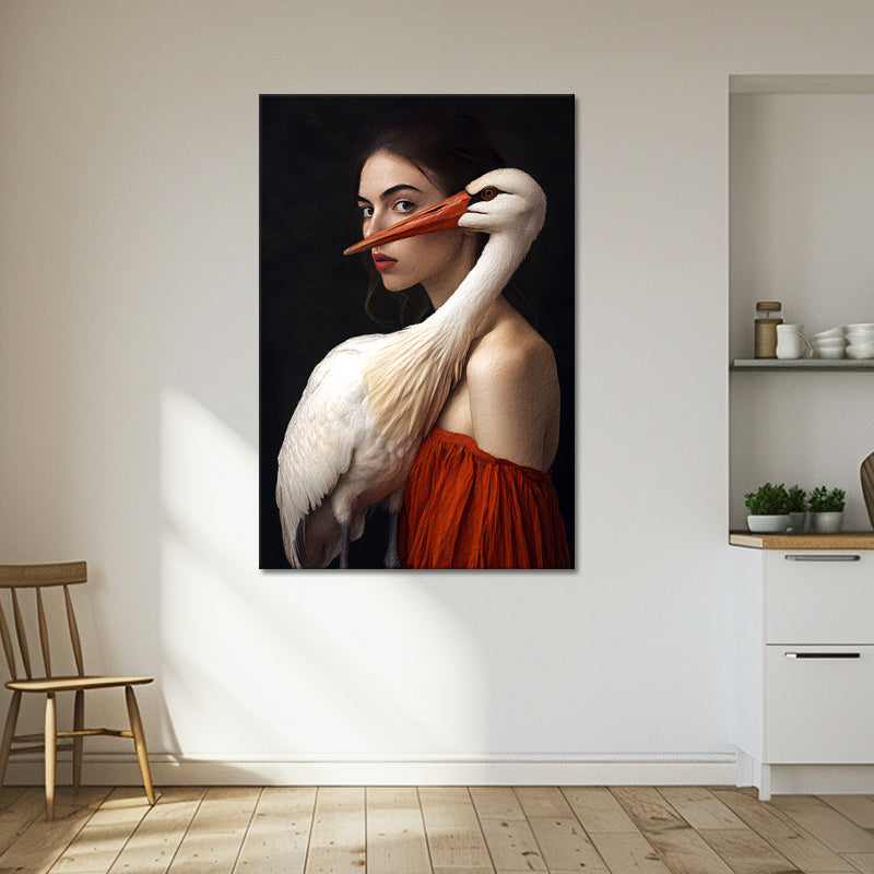 Gemälde Frau mit Storch III