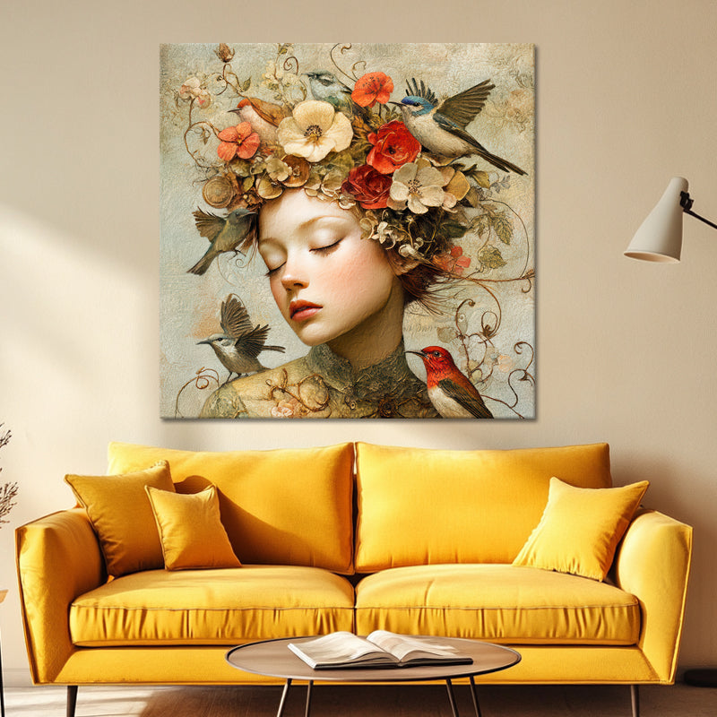 Frau mit Vintage-Blumen II