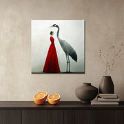 Frau mit Kranich-Kunst