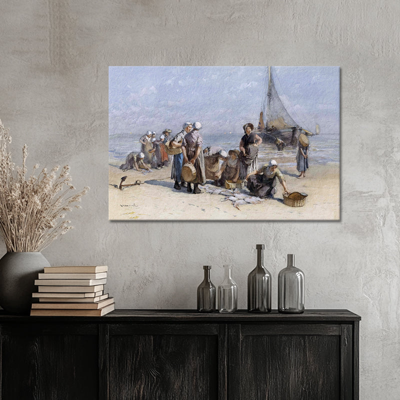 Fischerfrauen am Strand von Scheveningen - Bernard Blommers